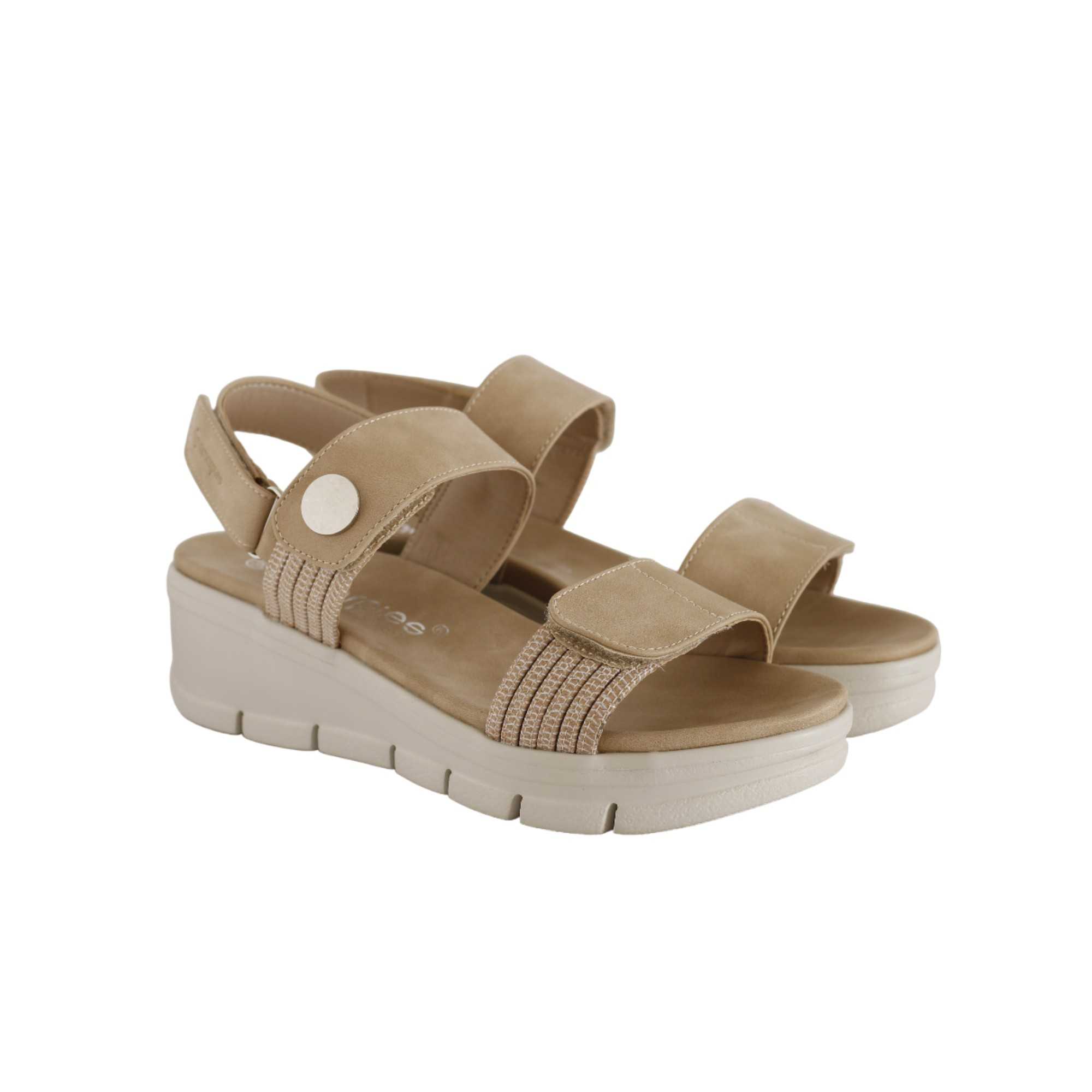 Sandalias Mujer Adaptable con Velcros Beig